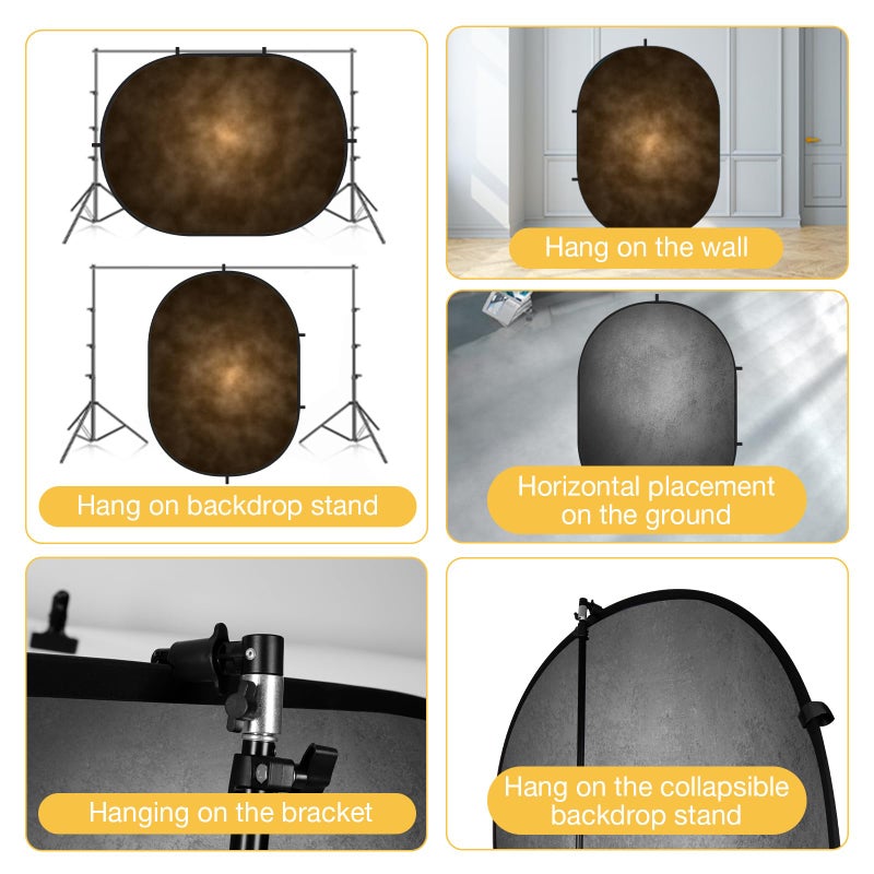 Kate Collapsible Backdrop Pop Up Photography Backdrops Grey&Brown Portable Background for Headshot, for Portrait Photography, 5x6.5ft - Image 4